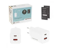 Įkroviklis Movano GaN 45W USB-C PD + USB-A (baltas)