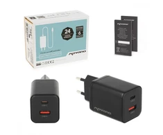 Įkroviklis Movano GaN 45W USB-C PD + USB-A (juodas)