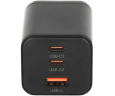 Įkroviklis Movano GaN 65W 2x USB-C PD + USB-A (juodas)