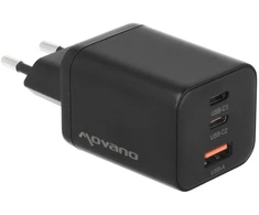 Įkroviklis Movano GaN 65W 2x USB-C PD + USB-A (juodas)