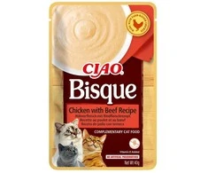 INABA Ciao Bisque Creamy soup with tuna, vištiena, jautiena and lašiša – skanėstas katėms – 24x40g