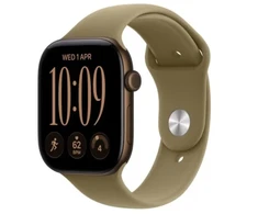 Išmanusis laikrodis Apple Watch seria 12 gps, koperta 46 mm su aliuminio w kolorze ciemnego brązu, dirželis sportowy w kolorze oliwki - dydis s/m