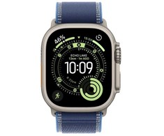 Išmanusis laikrodis Apple Watch ultra 3 gps + cellular, koperta 49 mm su tytanu w kolorze naturalnym, opaska trail w kolorze niebieskim/jaskrawoniebieskim - dydis m/l