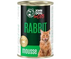 JOHN DOG For cats triušiena Mousse – šlapias kačių maistas – 400g
