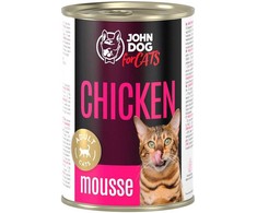 JOHN DOG For cats vištiena Mousse – šlapias kačių maistas – 400g