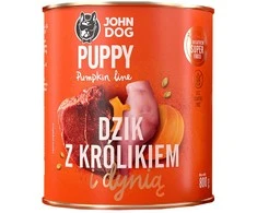 JOHN DOG moliūgas Puppy Wild boar with rabbit and pumpkin – drėgnas ėdalas šunims – 800g