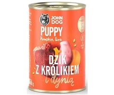 JOHN DOG moliūgas Puppy Wild boar with rabbit and pumpkin – drėgnas ėdalas šunims – 400g