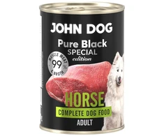 JOHN DOG Pure Juodas Special Edition Horse – drėgnas ėdalas šunims – 400g