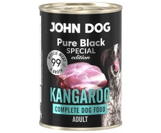JOHN DOG Pure Juodas Special Edition Kangaroo – drėgnas ėdalas šunims – 400g