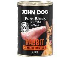 JOHN DOG Pure Juodas Special Edition triušiena – drėgnas ėdalas šunims – 400g
