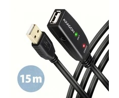 Axagon ADR-215 Aktyvus prailginimas USB 2.0 A-M > A-F laidas, 15 m ilgio. Maitinimo variantas.