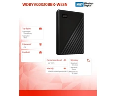 Kietasis diskas Western Digital Dysk my passport 2tb 2.5 juoda wdbyvg0020bbk-wesn