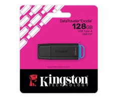 Kingston 128gb portable usb 3.2 gen 1 datatraveler exodia juodas/mėlynas