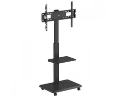 Laikiklis Televizoriaus stovas / vežimėlis „Ergo-Office“, maks. apkrova 50 kg / 5kg lentyna, maks. VESA 600x400, įmontuotas maitinimo lizdas, juodas, ER-304 B