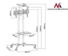 Laikiklis Profesionalus televizoriaus stovas ant ratų maclean mc-661 max 55kg max 600x400
