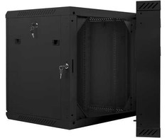 Lanberg Dviejų sekcijų prie sienos montuojama instaliacinė spintelė 19 colių 12u 600x600mm juoda