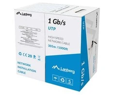 Lanberg kabelis utp 1gb/s 305m drut cca juoda lcu6-10cc-0305-bk