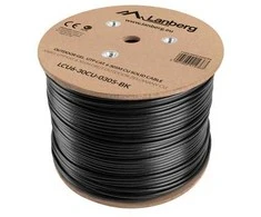 Lanberg Kabelis lan utp kat-6 305m drut outdoor żelowany cu fluke passed, juoda