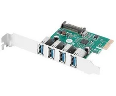 Lanberg karta pci-e x1 -> 4x usb-a 3.1 gen1 śledź low profile pce-us3-004