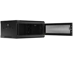 Pakabinama instaliacinė spintelė 19" 4u 600x450 juodos Lanberg perforuotos durys (plokščia pakuotė)
