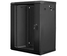 Lanberg szafa rack 19 cali wall-mount 15u/600x450 v2 juoda, drzwi szklane