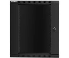 Lanberg szafa rack 19 cali wall-mount 15u/600x450 v2 juoda, drzwi szklane