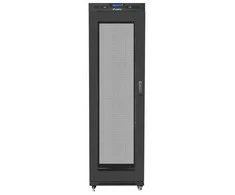 Lanberg Spinta instalacyjna rack stojąca 19 42u 600x800 juoda, drzwi perforowane lcd (flat pack)