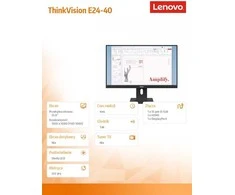 Monitorius Lenovo | ThinkVision E24-40 | 23.8 " | IPS | 16:9 | 100 Hz | 4 ms | 1920 x 1080 pikselių | 250 cd/m² | HDMI jungtys quantity 1 | Raven Juodas | Garantija 36 mėn.