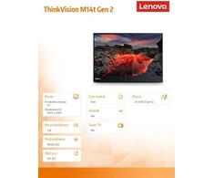 Monitorius Lenovo ThinkVision M14t Gen 2/14colių/IPS/WLED/16:10/2240x1400/300 cd/m²