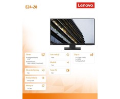 Monitorius Lenovo | E24-28 | 23.8 " | IPS | FHD | 16:9 | 6 ms | 250 cd/m² | Raven Juodas | Audio | HDMI jungtys quantity 1x HDMI1.4 | 60 Hz