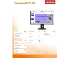 Monitorius LENOVO 27" E27Q-40 QHD IPS 16:9 100HZ HDMI/DP/SPEAKERS