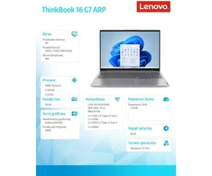Lenovo Nešiojamas kompiuteris thinkbook 16 g7 21mw00f0pb w11pro 5 7535hs/16gb/512gb/int/16.0 wuxga/arctic pilkas/3m. os + 1yr ci + co2 offset