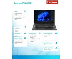 Lenovo V15 G5 IRL Intel® Core™ i5 i5-13420H Nešiojamas kompiuteris 39.6 cm (15.6") Full HD 8 GB DDR5-SDRAM 512 GB SSD Wi-Fi 6 (802.11ax) Windows 11 Pro Juodas