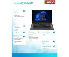 Nešiojamas kompiuteris Lenovo V15 G6 ARP Ryzen 7 170 / 16 GB / 512 GB / W11 Pro (83UU001SPB)