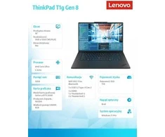 Nešiojamas kompiuteris Lenovo ThinkPad T1g Gen 8 | Intel Core Ultra 7 255H | 16" WUXGA (1920x1200) IPS | 32 GB RAM | 1 TB SSD | RTX 5060 | Windows 11 Pro