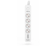 KERG maitinimo juostelė su grandinės pertraukikliu-4 lizdai 3USB 16A 1,5m
