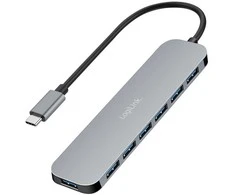 LogiLink 7 prievadų USB3.2 šakotuvas, USB-A, 5 Gbps, 20 W PD