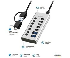 LogiLink 7xUSB-A/C šakotuvas su įjungimo/išjungimo jungikliu