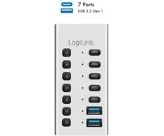 LogiLink 7xUSB-A/C šakotuvas su įjungimo/išjungimo jungikliu