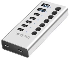 LogiLink 7xUSB-A/C šakotuvas su įjungimo/išjungimo jungikliu