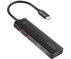 LogiLink USB-C šakotuvas, 4 prievadų, 2x USB-A, 2x USB-C, juodas