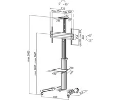Laikiklis LogiLink Vesa TV vežimėlis, max 50kg, 37-70 colių
