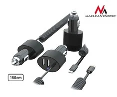 Maclean MCE76 37545 Automobilinis įkroviklis 2xUSB, 5.2A, „Lightning“ spiralė 1.8m