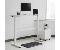 Maclean Ergo Office ER-401W rašomasis stalas, rankinis aukščio reguliavimas, baltas