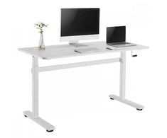 Maclean Ergo Office ER-401W rašomasis stalas, rankinis aukščio reguliavimas, baltas
