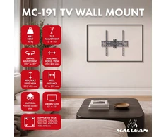 Maclean laikiklis / pakaba TV 32-55'' Maclean laikiklis / pakaba TV, max VESA 400x400, 32-55", iki 30 kg, juoda, reguliuojamas pasvirimas