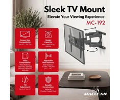 Laikiklis Maclean uchwyt wieszak do tv uchwyt wieszak do tv 32-70''max vesa 400x400, 32-70", do 40kg, juoda, reg. pochyłu +12°~-12° i