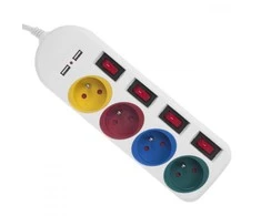 Maclean maitinimo juostelė, ilgintuvas 4 lizdai + 2xUSB, su jungikliais, 250VAC/10A, 2.1A 5V, 1.5m, baltas, MCE229 W
