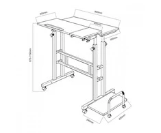 Mobilne „Maclean“ mobilus nešiojamojo kompiuterio stalas, baltas, 80x60 cm, maks. 50 kg, reguliuojamas aukštis 67–115 cm, MC-124 W