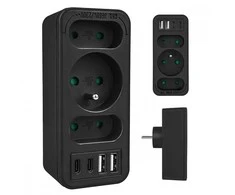 Maclean Skirstytuvas 3 lizdams mce248 f/b 2xusb-a 2xusb-c juodas